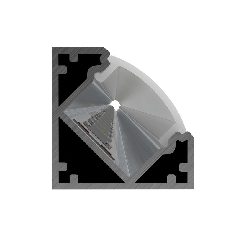top view of a corner LED profile with strip light
