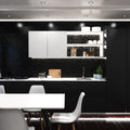 full shot of a kitchen that has a black LED profile with a frosted cover