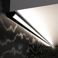 close up of a mounted black LED profile with a frosted cover