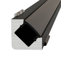 close up of a black corner profile