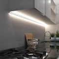 kitchen with mounted white LED corner profile