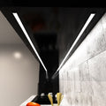 close up of a kitchen with mounted black LED profile with white diffuser