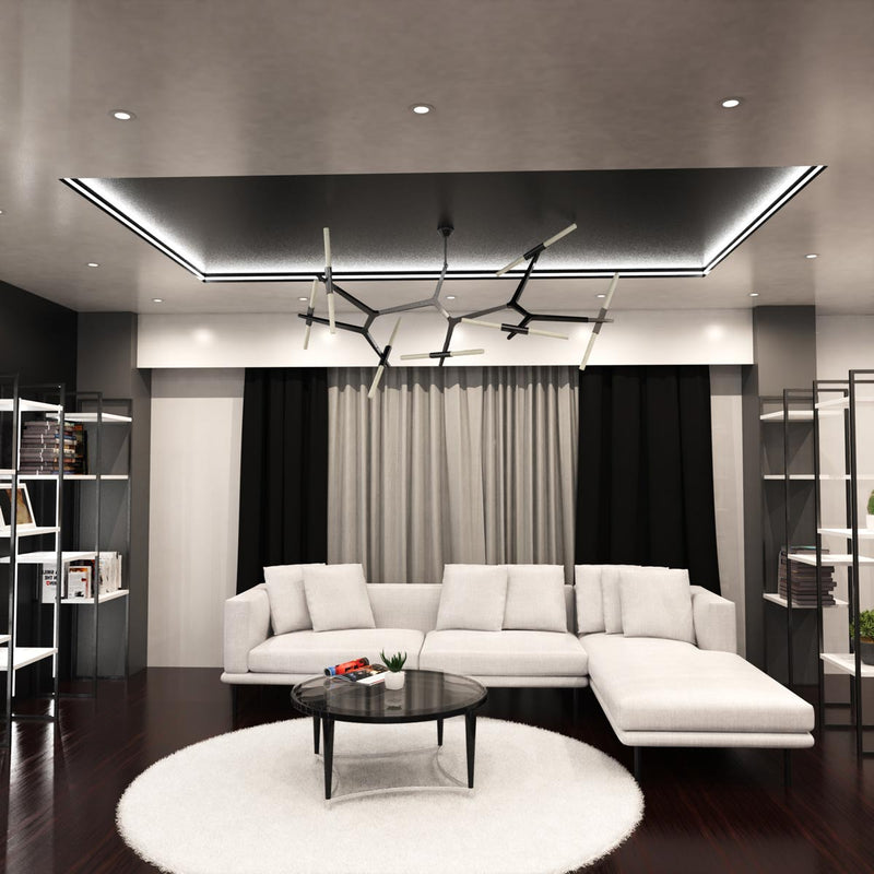 2m, Black Recessed 7mm LED Profile With Frosted Cover