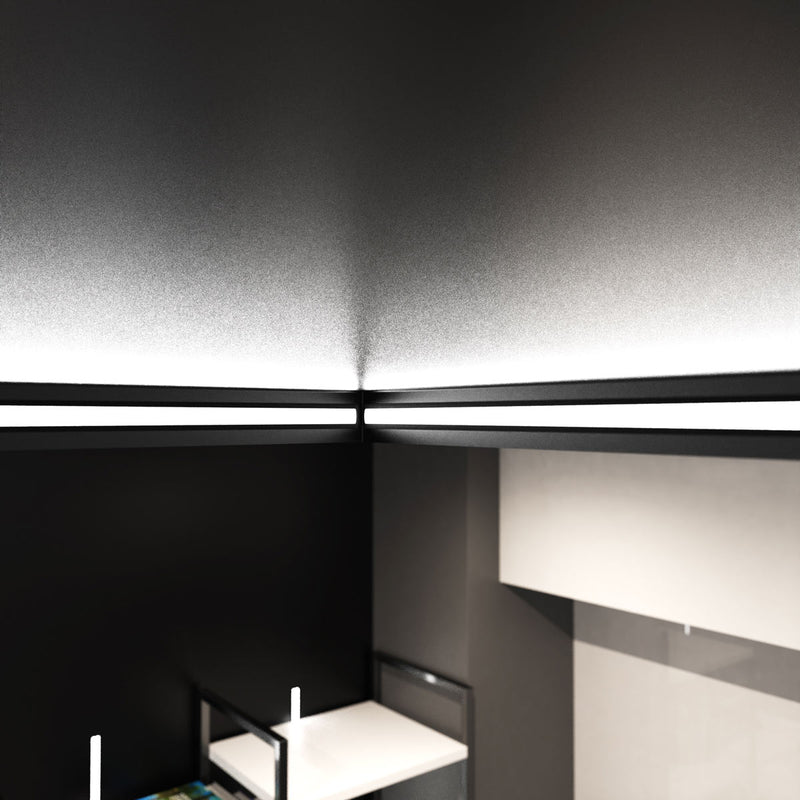 2m, Black Recessed 7mm LED Profile With Frosted Cover