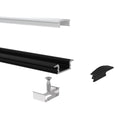 2m, Black Recessed 7mm LED Profile With Frosted Cover