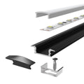 2m, Black Recessed 7mm LED Profile With Frosted Cover