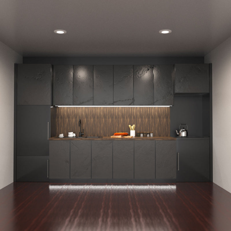 kitchen with mounted black LED profile with black diffuser