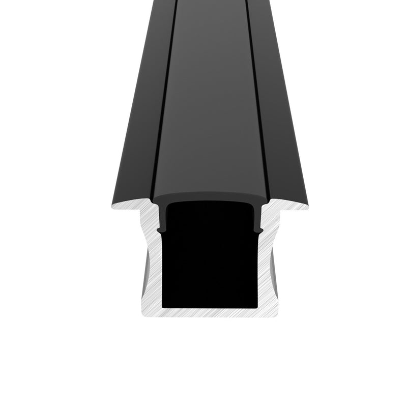 black LED profile with black diffuser without an end cap