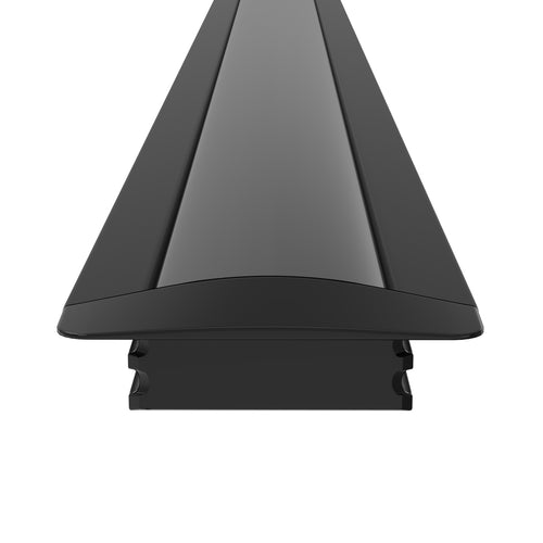 2m Black Aluminium Profile, Recessed With Cover and End Caps