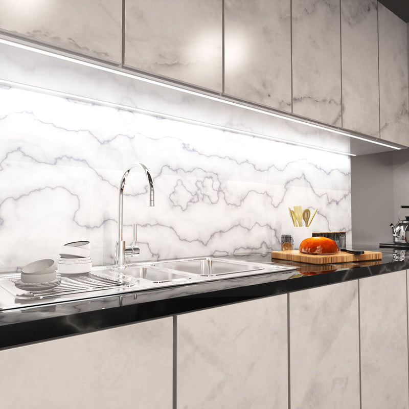 mid shot of a kitchen with white LED profile with white diffuser