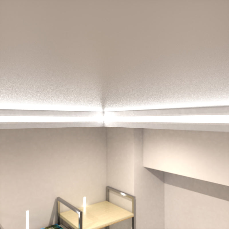 2m, White, Recessed 7mm LED Profile With Frosted Cover