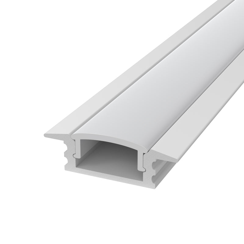 2m, White, Recessed 7mm LED Profile With Frosted Cover