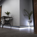 Simple Lighting - PRO-SKIRT-MB-2M - Black Skirting Profile Installed - Hallway - Mid Zoom - Cool White