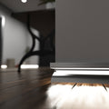 Simple Lighting - PRO-SKIRT-S-2M - Silver Skirting Profile Installed - Zoom In - Natural White