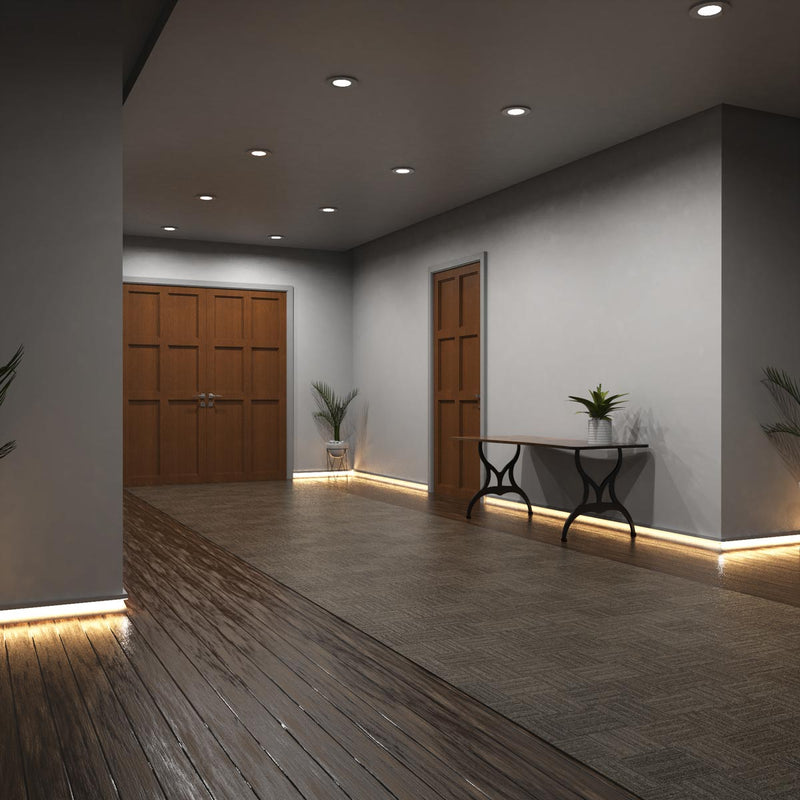 Simple Lighting - PRO-SKIRT-WH-2M - White Skirting Profile Installed - Entryway - Full - Warm White