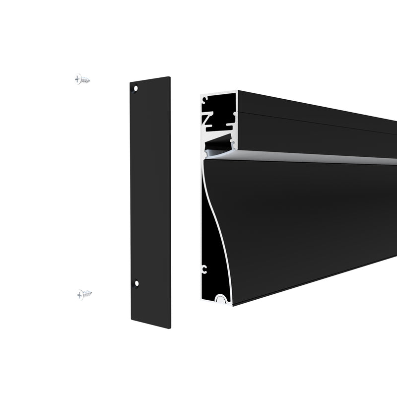 Simple Lighting - PRO-SKIRT-MB-2M - Black Skirting Profile - Cover and Screws