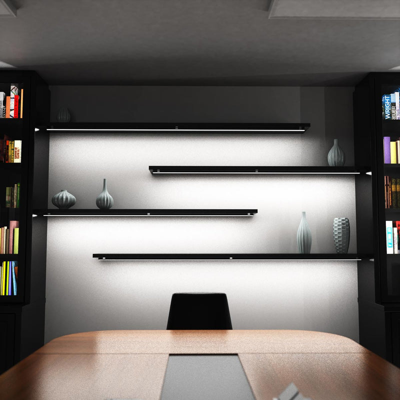 2m, Black 15mm Aluminium LED Profile, Includes Frosted Cover