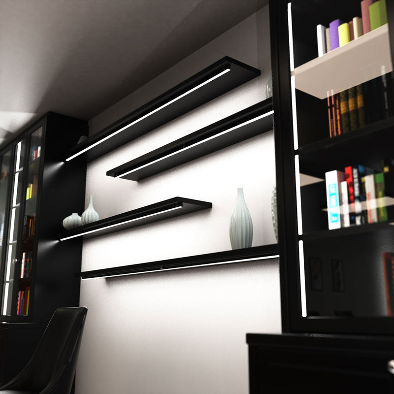 2m, Black 15mm Aluminium LED Profile, Includes Frosted Cover