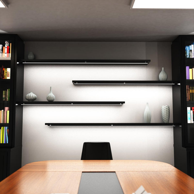 2m, Black 15mm Aluminium LED Profile, Includes Frosted Cover