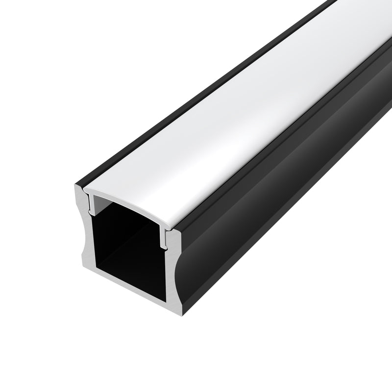 Black led profile - surface mounted with white cover