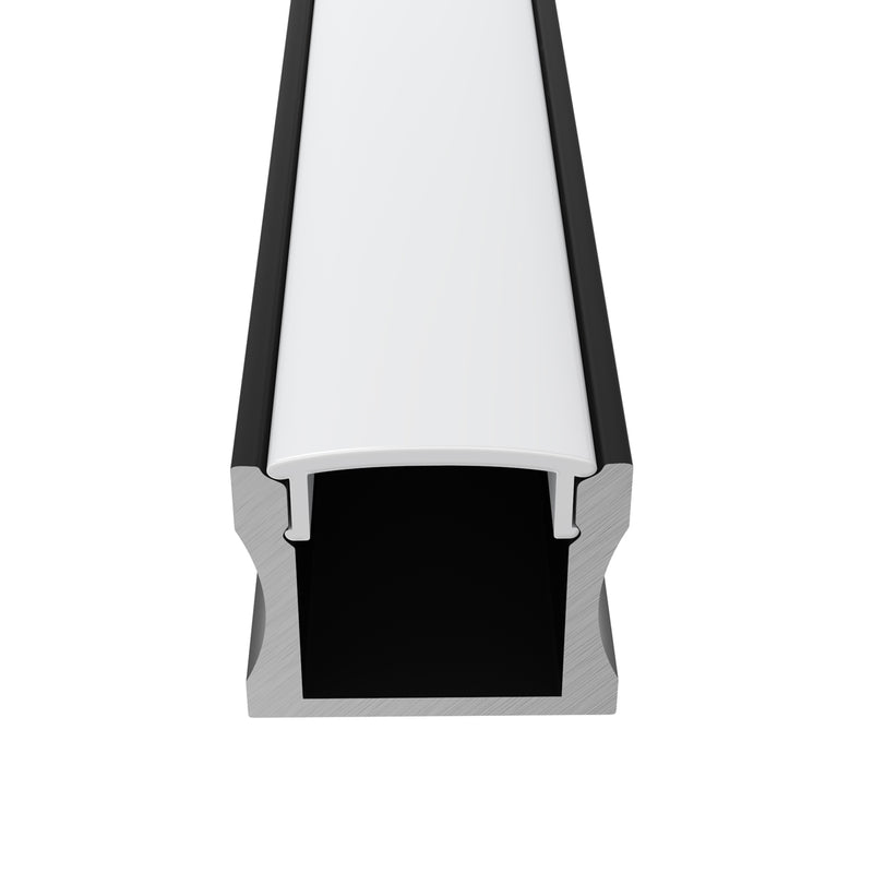 2m, Black 15mm Aluminium LED Profile, Includes Frosted Cover