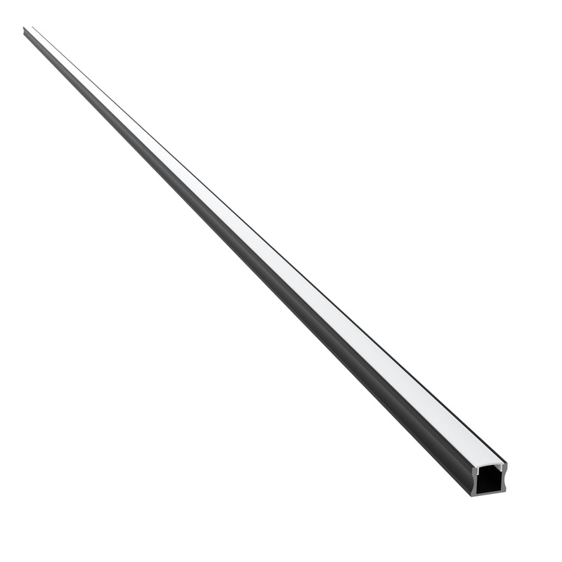 2m, Black 15mm Aluminium LED Profile, Includes Frosted Cover
