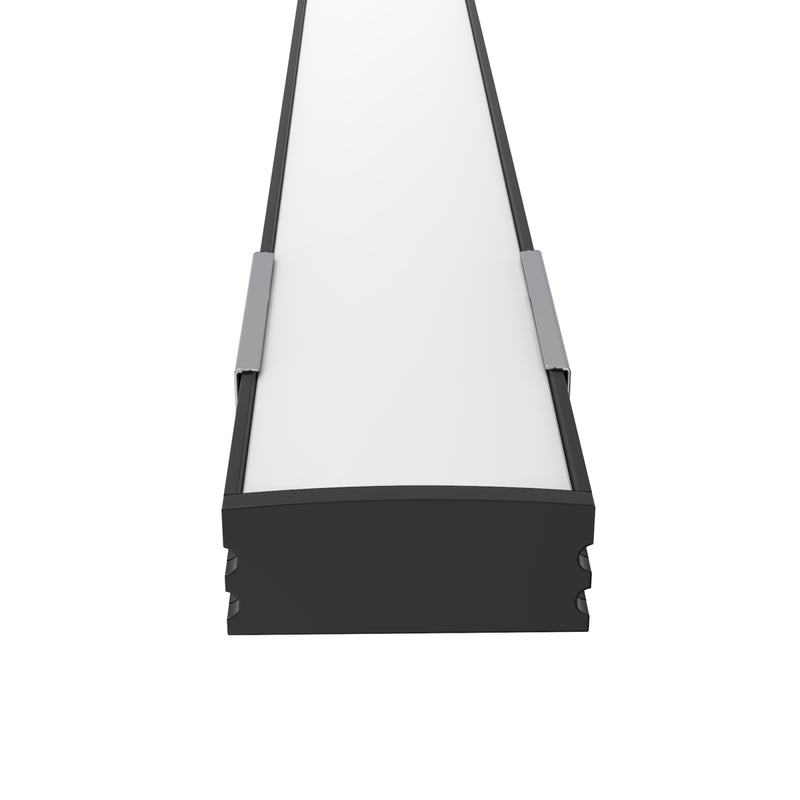 2m, LED Profile, Black Slimline With Diffuser, Incl End Caps and Brackets