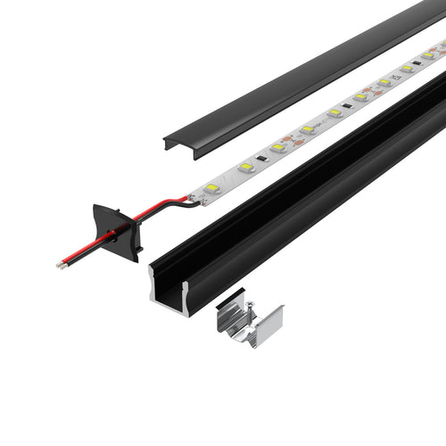 2m Surface Mounted Black Aluminium Profile Mounting Kit