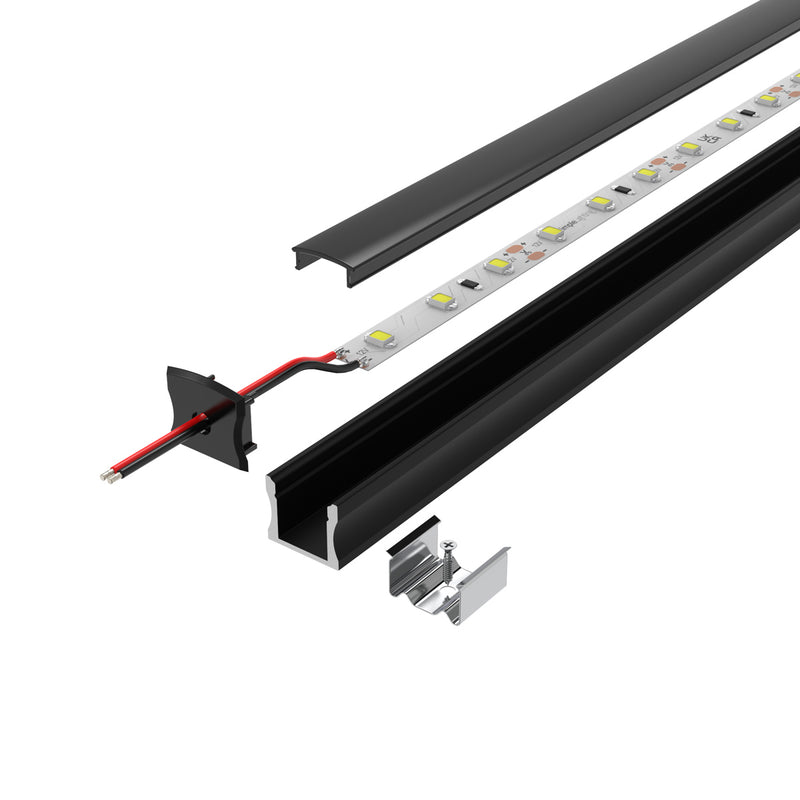 2m Surface Mounted Black Aluminium Profile Mounting Kit