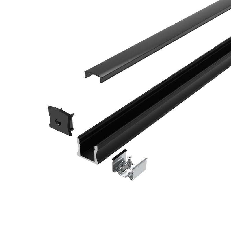 2m Surface Mounted Black Aluminium Profile Mounting Kit