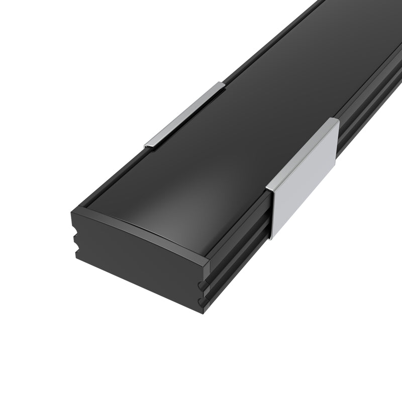 Pack of 3 Surface Mounted Black Aluminium Profiles, 2M