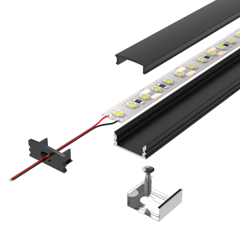 Surface Mounted Black Aluminium Profile
