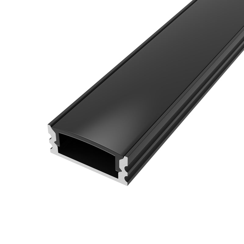 Pack of 3 Surface Mounted Black Aluminium Profiles, 2M