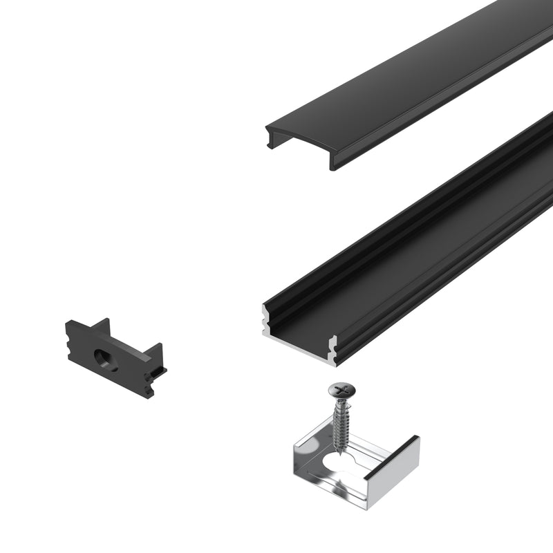 Surface Mounted Black Aluminium Profile
