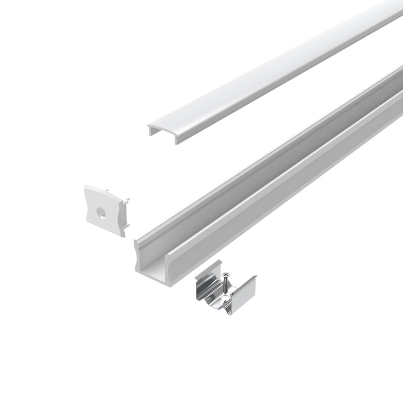 2m, White 15mm LED Aluminium Profile With Frosted Cover