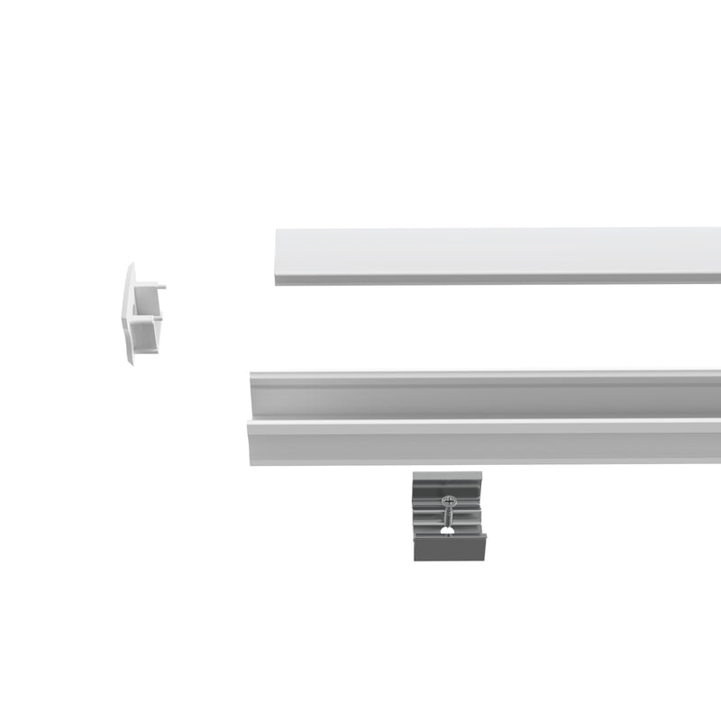 2m, White 15mm LED Aluminium Profile With Frosted Cover