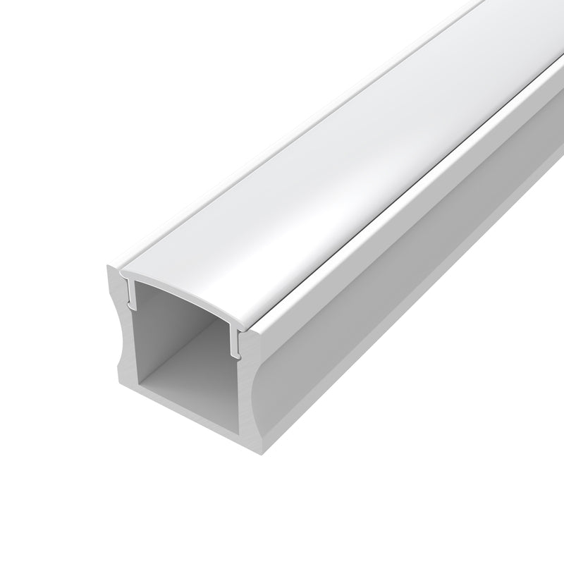 2m, White 15mm LED Aluminium Profile With Frosted Cover