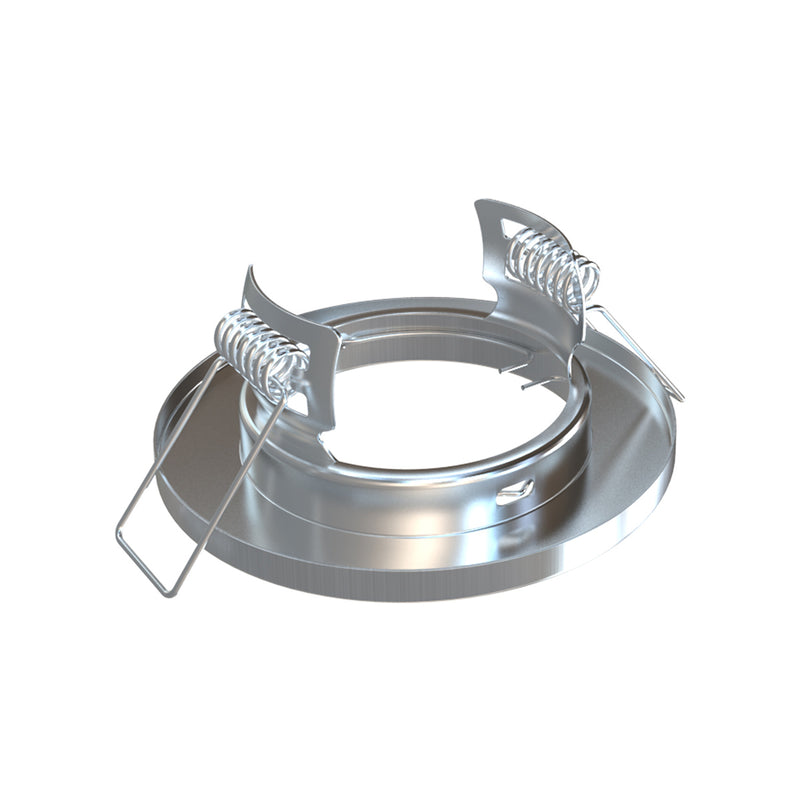 Push fit clips on a brushed chrome bezel