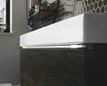close up of a vanity with natural white neon flex tape light