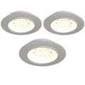 Three round LED cabinet light with warm white light