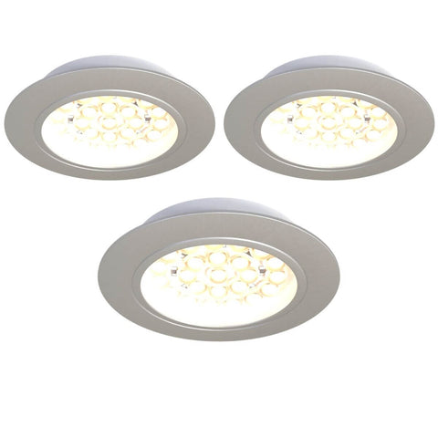 Three round LED cabinet light with warm white light