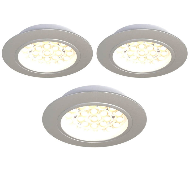 Three round LED cabinet light with warm white light
