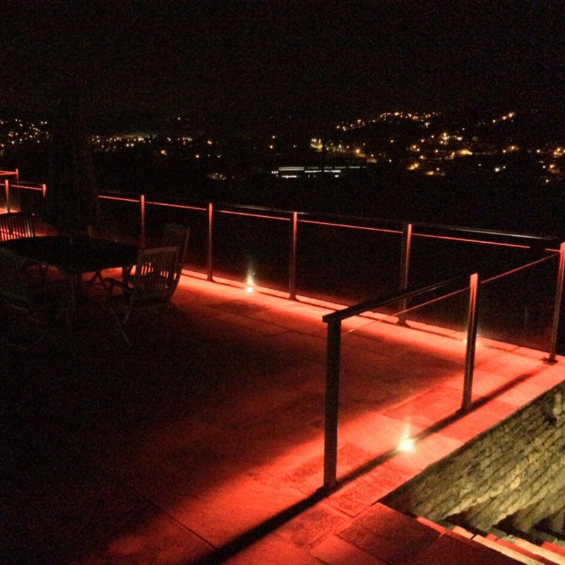 Rooftop floor with red LED light