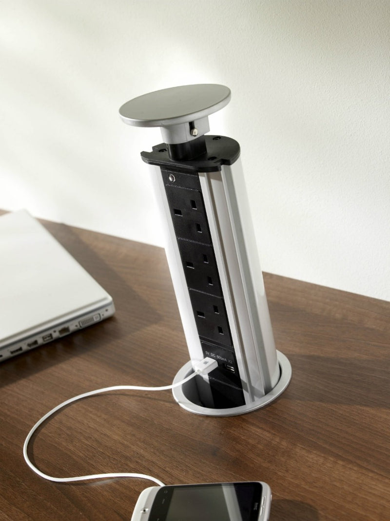 Open popup plug socket with a charging port