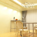 mid shot of a dining room with mounted satin nickel fire rated LED downlights