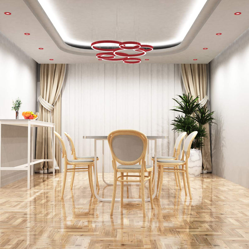 dining room with red CCT fire-rated LED downlights