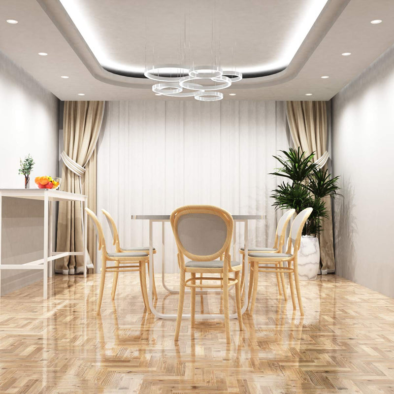 dining room with mounted white fixed CCT LED downlights