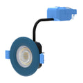 full shot of a blue fire rated LED downlight
