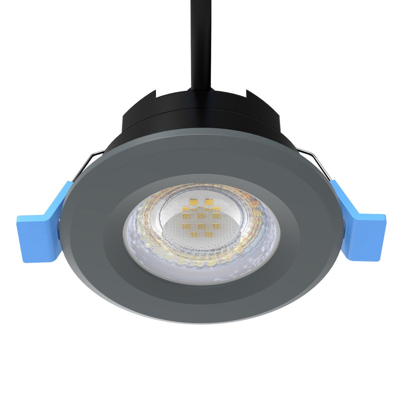 charcoal grey CCT fire-rated LED downlights