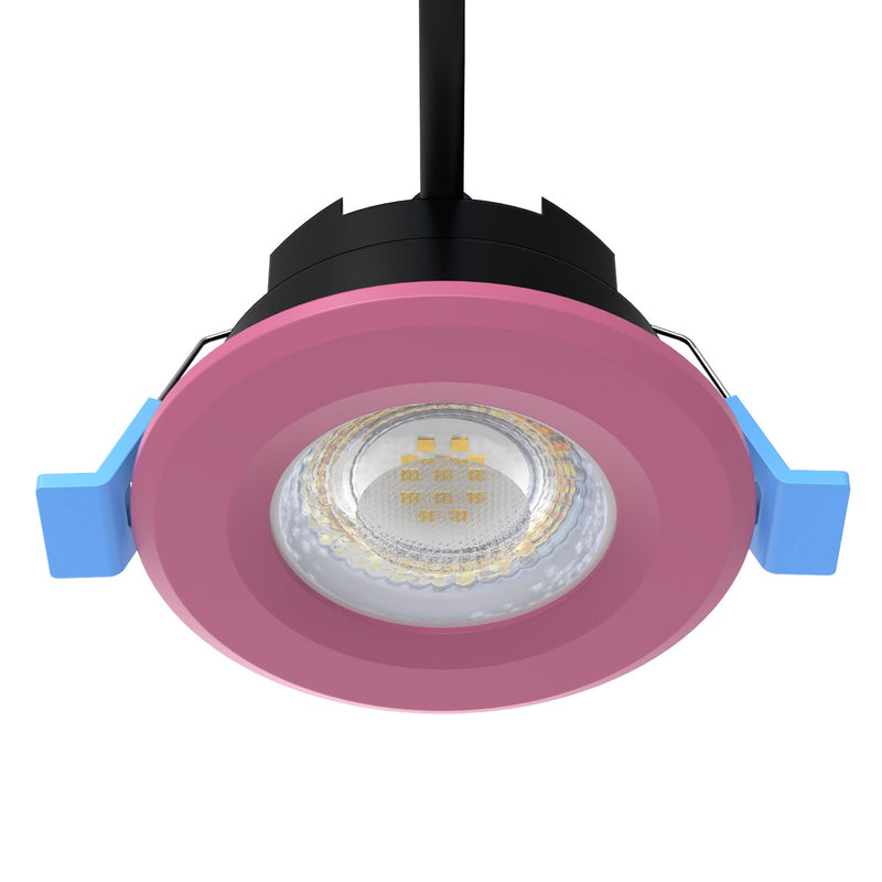 pink CCT fire-rated LED downlights